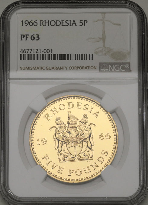 イギリス領ローデシア 1966年 エリザベス2世 5ポンド金貨 3枚セット PF63:4677121-001